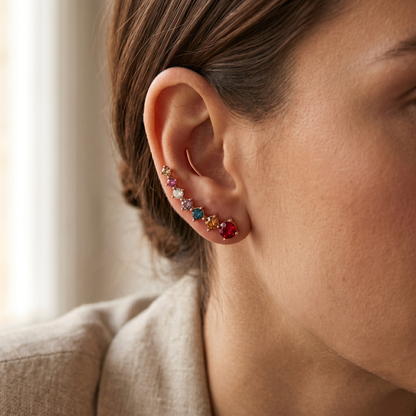 Zircon Drop Hook Earrings — worn