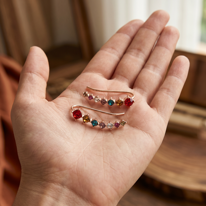 Zircon Drop Hook Earrings — in palm for scale