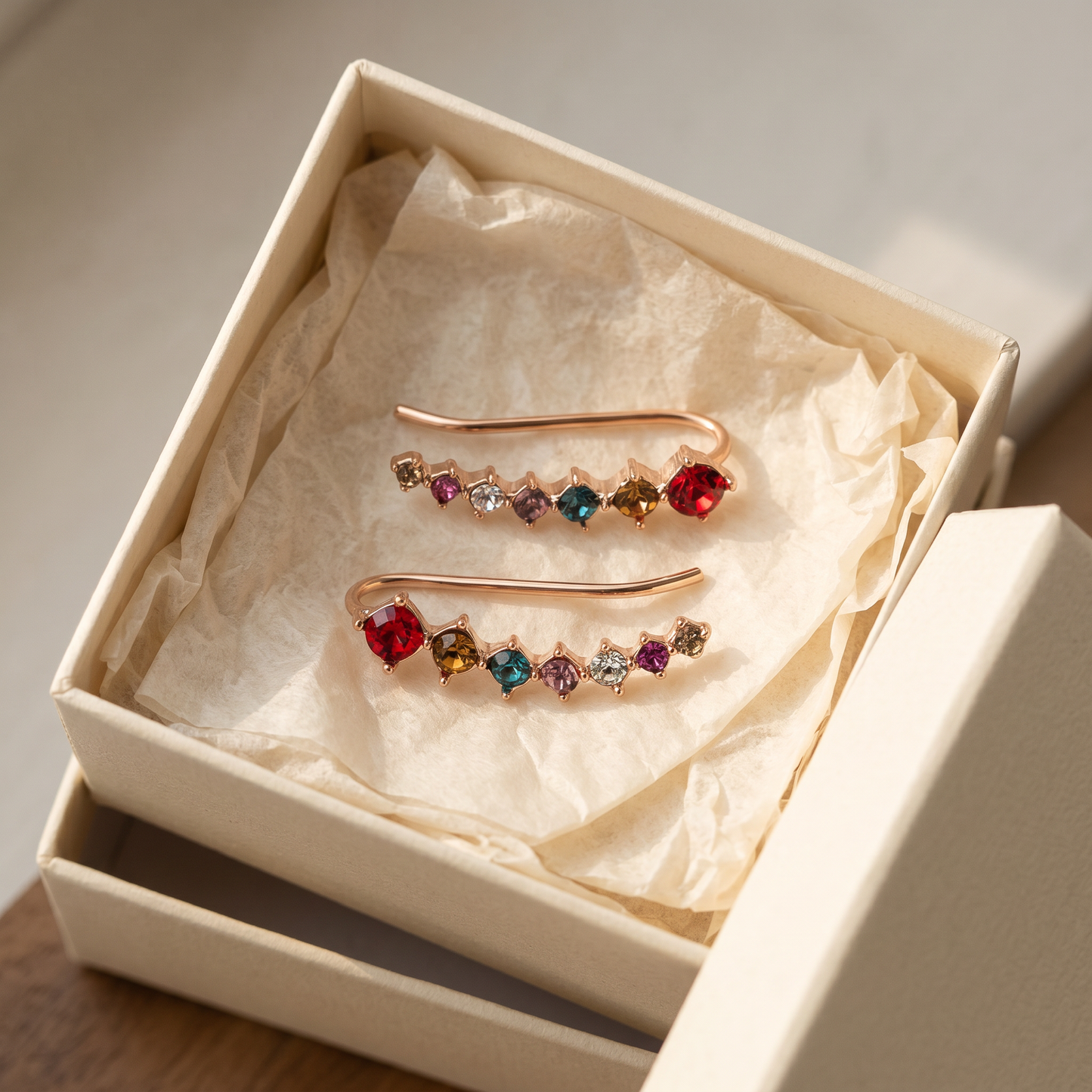 Zircon Drop Hook Earrings — gift box