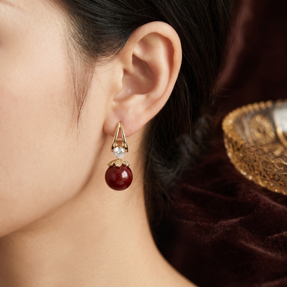 Crystal & Pearl Drop Earrings — worn