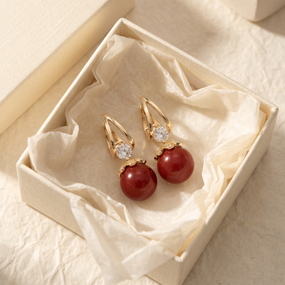 Crystal & Pearl Drop Earrings — gift box