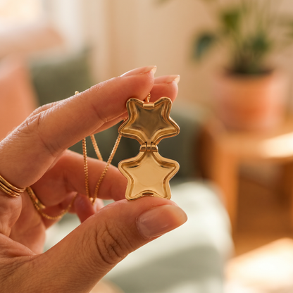 Star Locket Charm Necklace — locket open