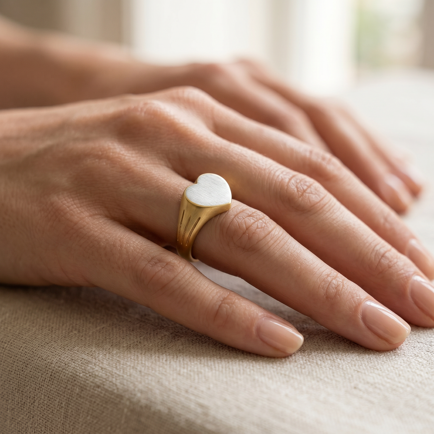 Engraved Heart Signet Ring — worn