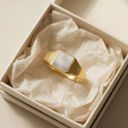 Engraved Square Signet Ring — gift box