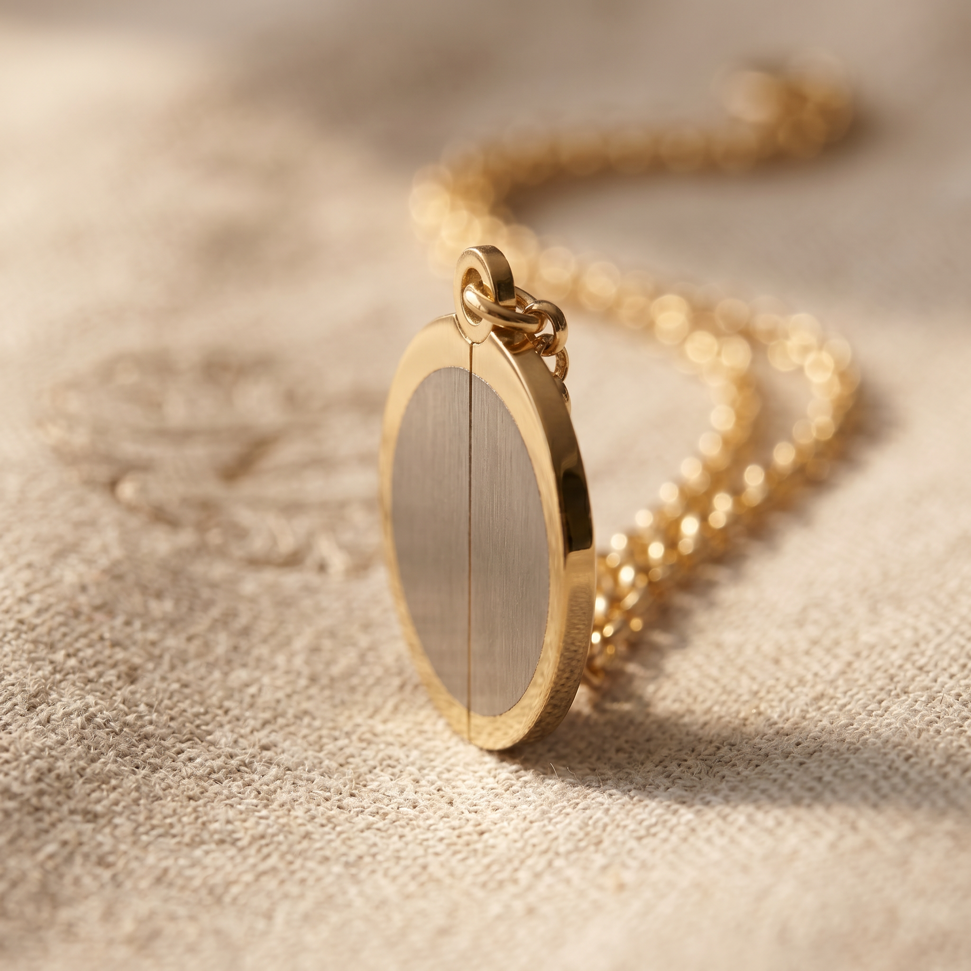 Hidden Message Circle Necklace — macro detail