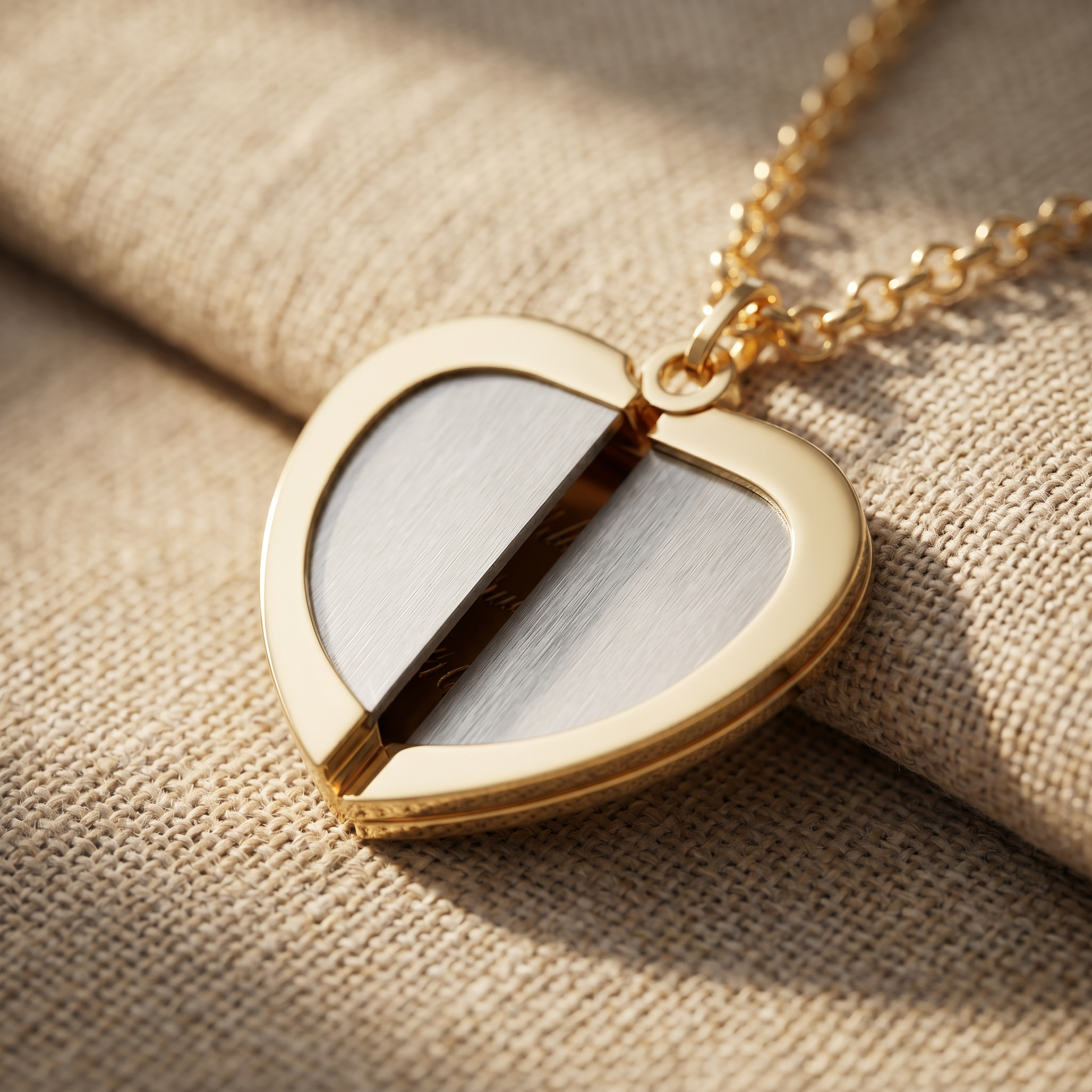 Hidden Message Heart Necklace — macro detail