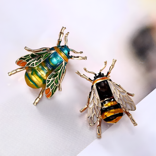 Golden Bee Crystal Brooch