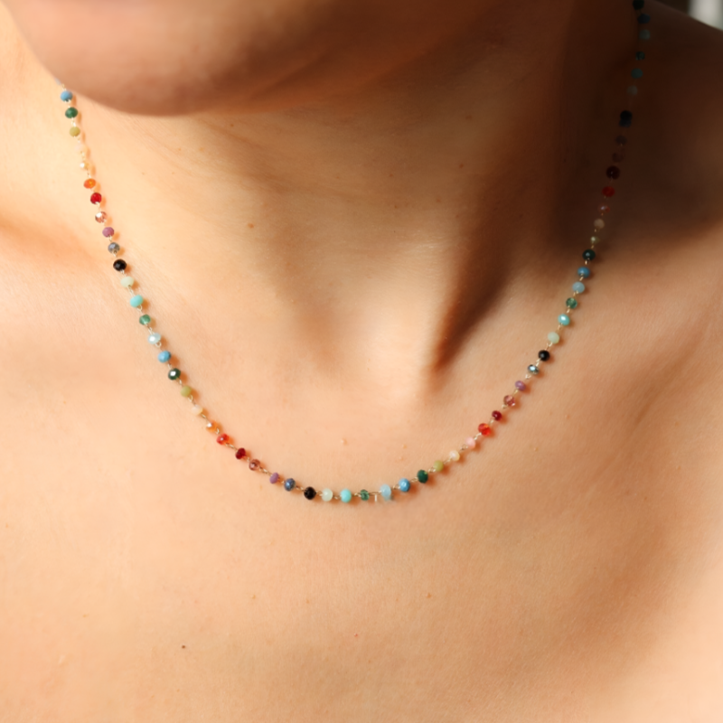 Rainbow Gemstone Beaded Necklace